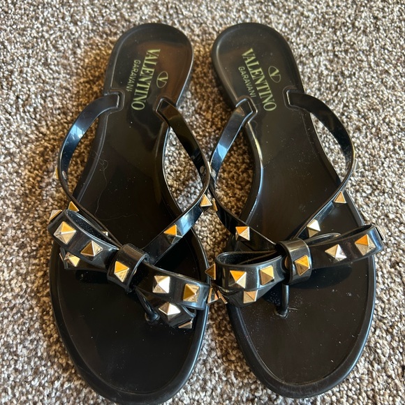 Valentino Black Rockstud Sandals - Picture 2 of 6